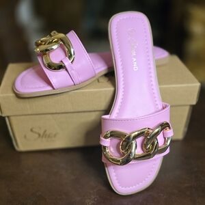 🩷 Shoe Land Womens EMMA Flat Sandals Square Open Toe Single Band Slides Si…